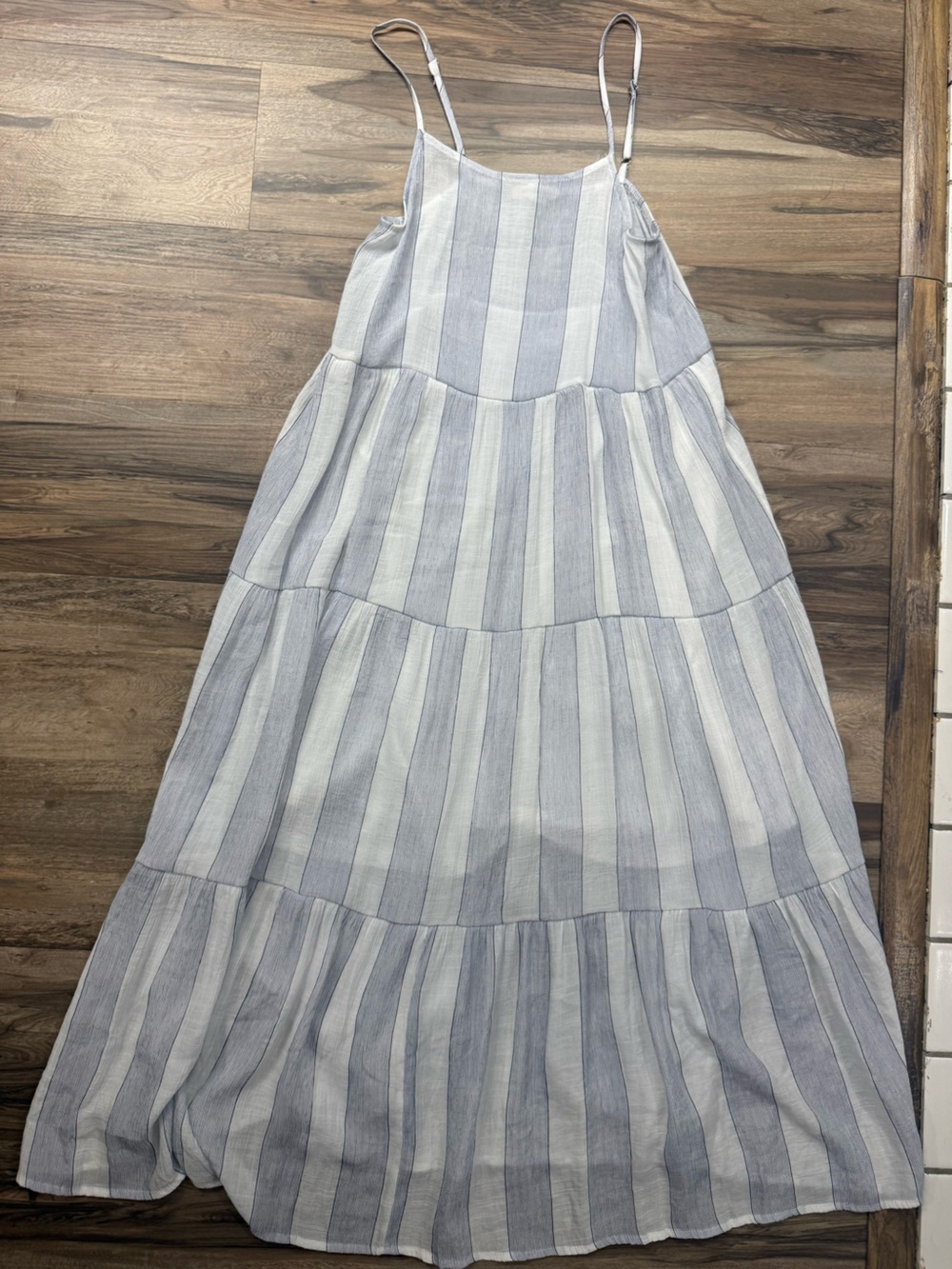 Light Blue & White Striped Maxi Dress - Sleeveless Tiered Summer Dress